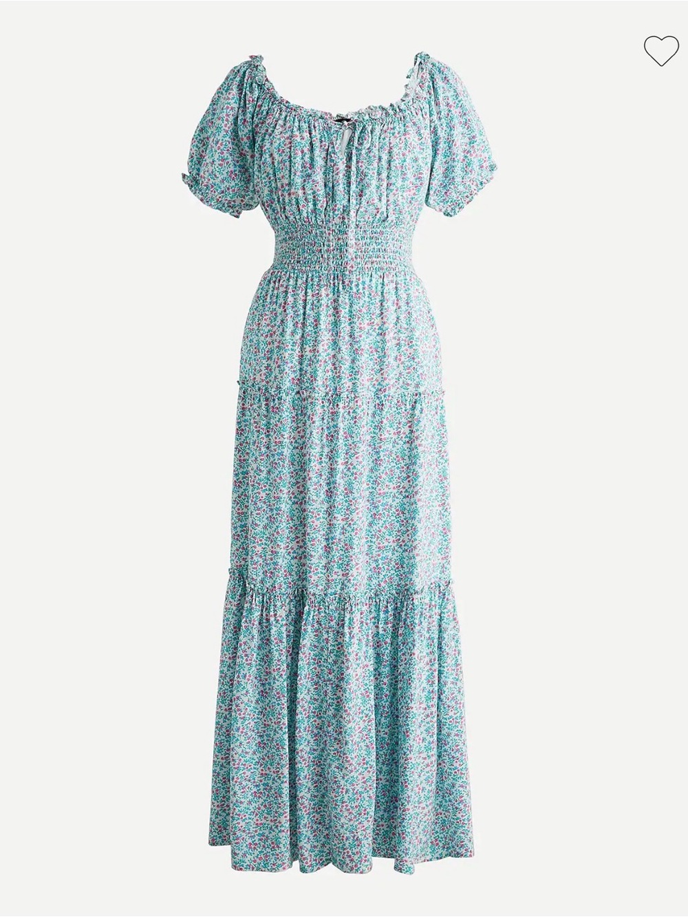 J.CREW Ditsy Floral Puff Sleeves Smocked Ruffle Tiered Peasant Milkmaid Dress 8
